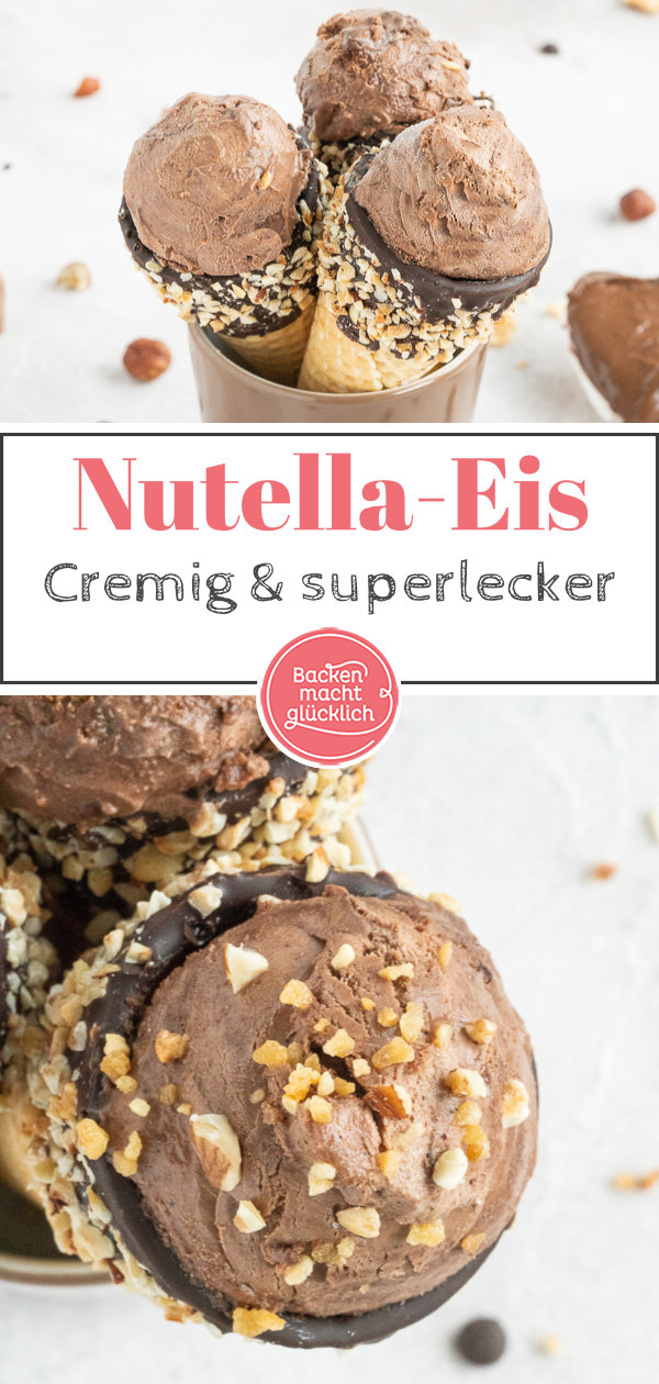 Nur 5 Zutaten und 5 Minuten Aufwand: Leckeres Nutella-Eis selbermachen ist überhaupt nicht schwer. Wer Nussnougat-Creme mag, wird dieses Nutellaeis Rezept lieben! #backenmachtglücklich #nutella #eiscreme #schokoeis #rezept