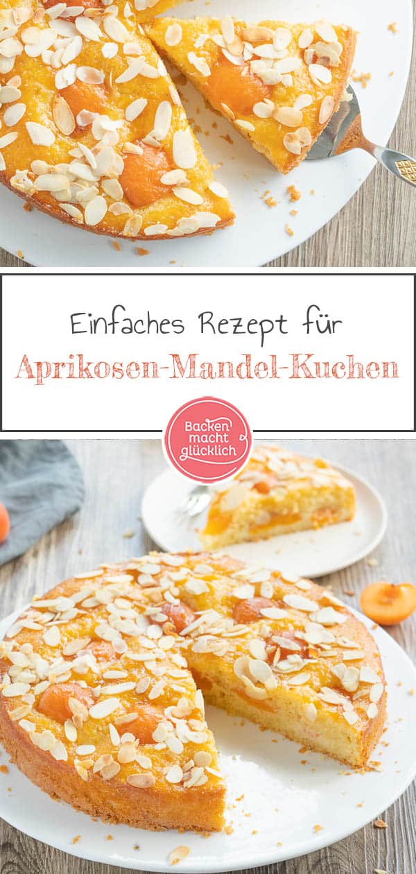 Ein super einfacher Aprikosenkuchen mit Mandeln aus saftigem Rührteig. Der köstliche Obstkuchen mit Aprikosen ist einer von Omas berühmten Klassikern, die immer gut ankommen! #aprikosenkuchen #aprikosen #sommer #mandel #obstkuchen #backenmachtglücklich
