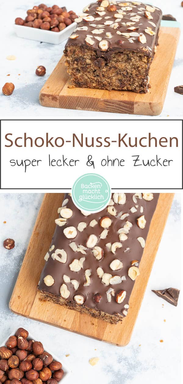 Dieser Low Carb Schokokuchen mit Nüssen ist nicht nur zuckerfrei, sondern auch unheimlich lecker! Mit dem super saftigen Teig ist der Schoko-Nuss-Kuchen ohne Zucker ein Genuss für die ganze Familie. #lowcarb #zuckerfrei #schokokuchen #nusskuchen #zuckerfreibacken