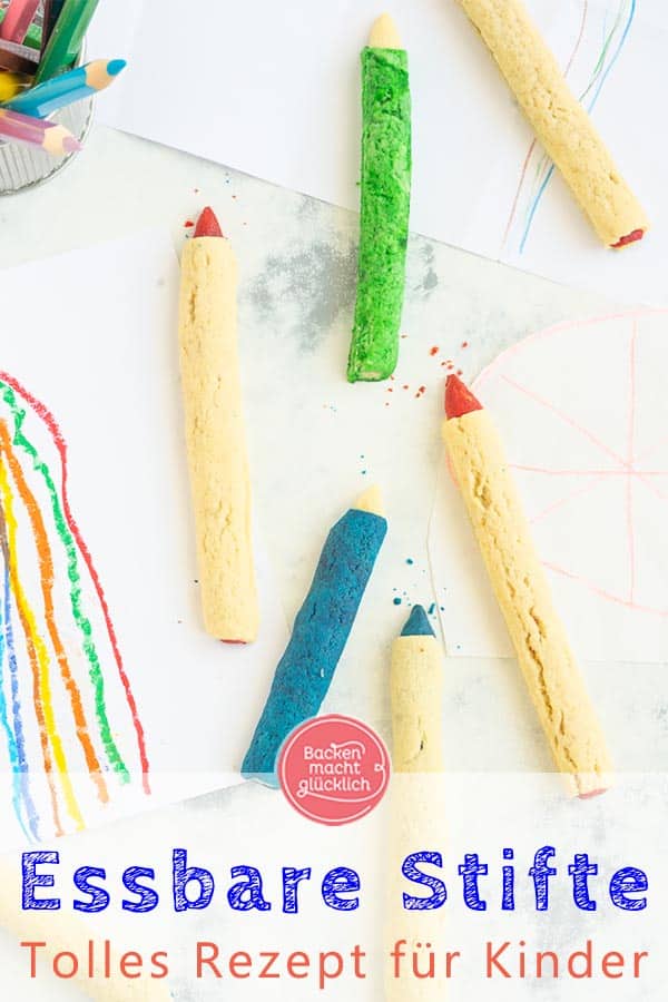 Essbare Buntstifte, witzige Kekse zur Schuleinführung und für Kindergeburstage. Diese putzigen Buntstift-Kekse sind nicht nur tolle Plätzchen für Schulkinder, sondern für Süßschnäbel jeden Alters ein besonderer, leckerer Hingucker! #backenmachtglücklich #rezept #einschulung #kekse #kinder