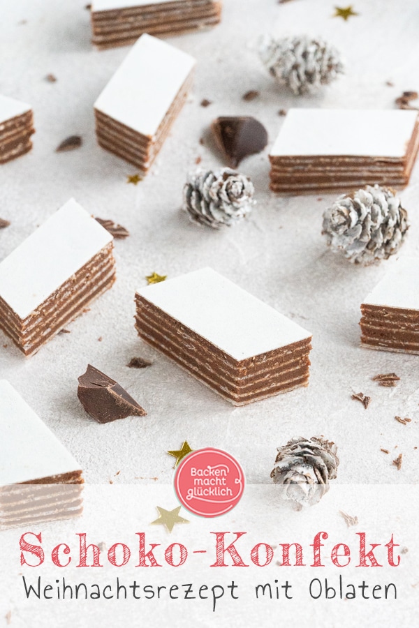 Das beste Rezept für Heinerle zu Weihnachten. Die Schoko-Oblaten-Würfel sind super schnell und einfach zubereitet, ganz ohne Backen!