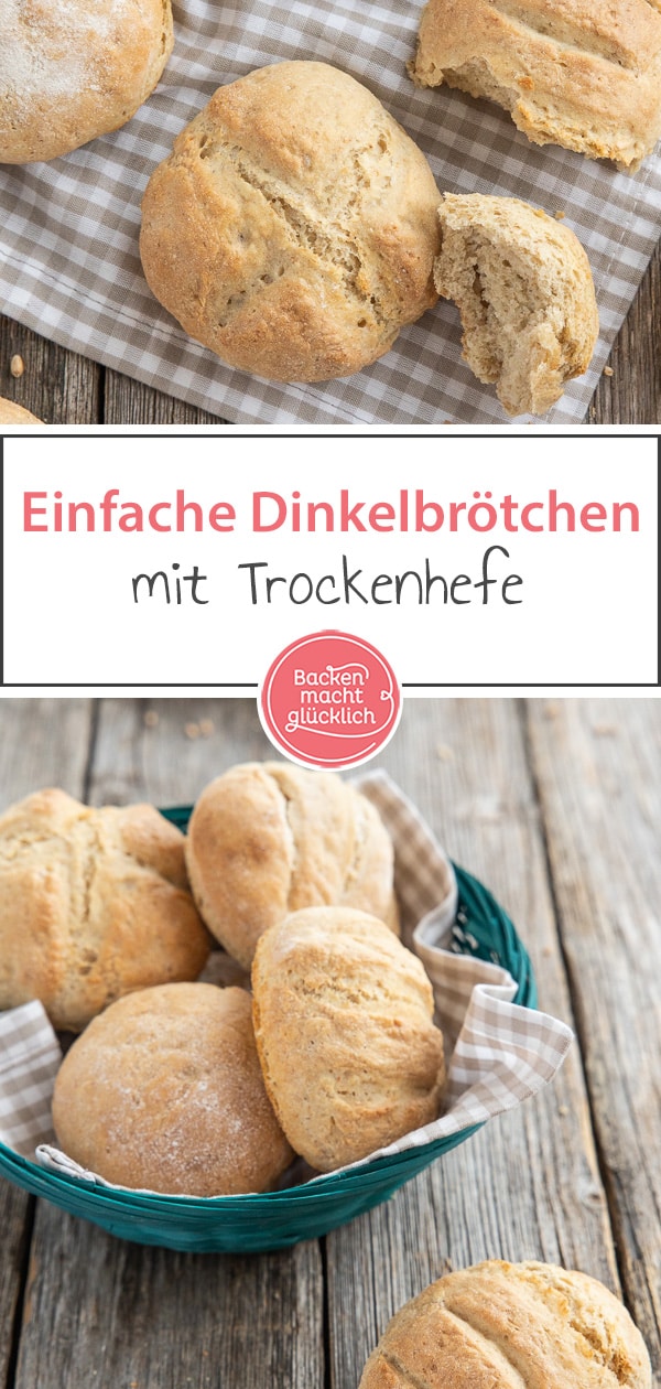 Köstliche Dinkelbrötchen wie frisch vom Bäcker: Das einfache Rezept für die Brötchen mit Trockenhefe ist super schnell gemacht und perfekt für Anfänger.