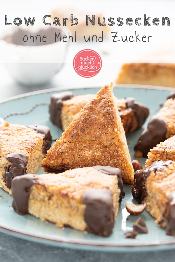 Selbstgemachte Nussecken ohne Zucker, die sogar noch besser schmecken als beim Bäcker! Die gesunden glutenfreien Nussecken sind super zum Naschen für zwischendurch.