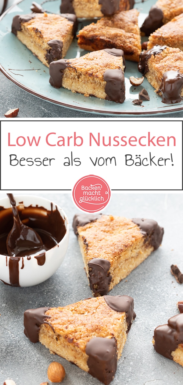 Selbstgemachte Nussecken ohne Zucker, die sogar noch besser schmecken als beim Bäcker! Die gesunden glutenfreien Nussecken sind super zum Naschen für zwischendurch.