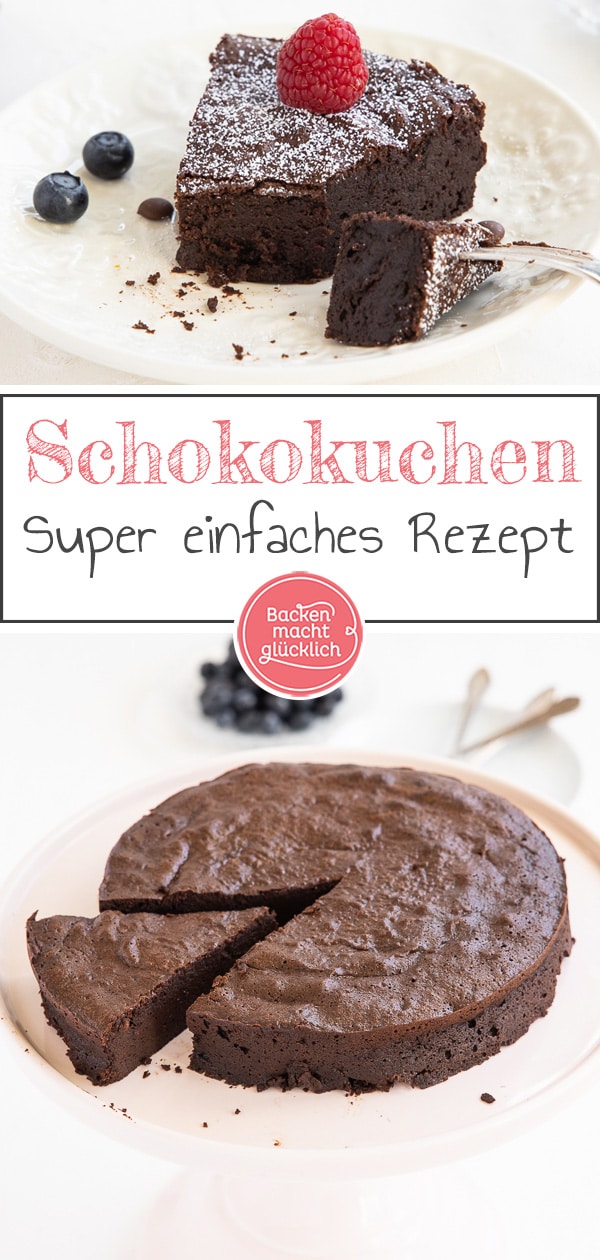 Dieser leckere, einfache 3-Zutaten-Schokoladenkuchen ist ungeheuer saftig. Ihr braucht nur Schokolade, Eier und Butter - fertig!