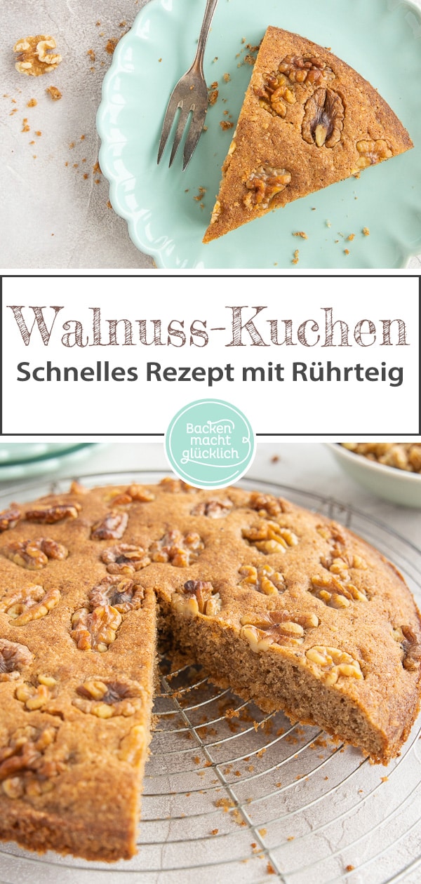 Dieser super schnelle Rührkuchen mit Walnüssen ist eine tolle Alternative zur Variante mit Haselnüssen. Einfach, saftig, lecker!