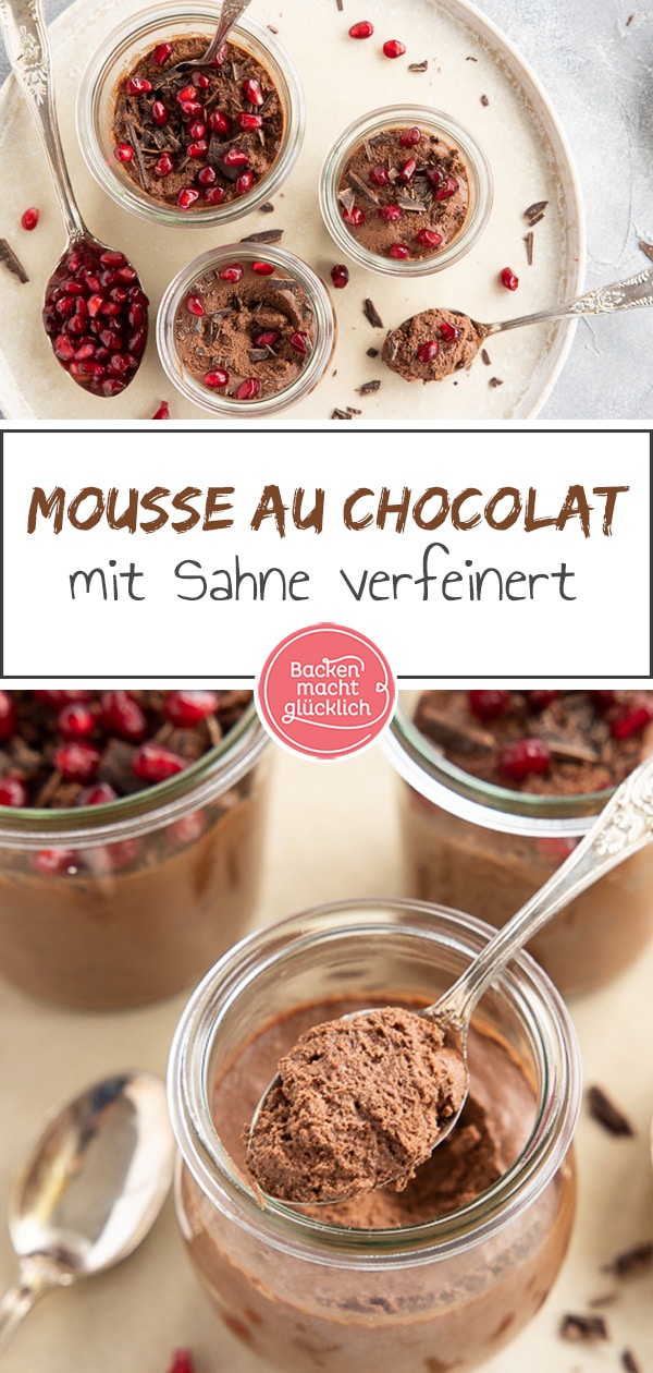 Köstliches Mousse au Chocolat nach dem Originalrezept aus Frankreich! Die leichte Schokocreme mit Sahne und echter Zartbitterschokolade sorgt für unvergesslich köstliche Momente.