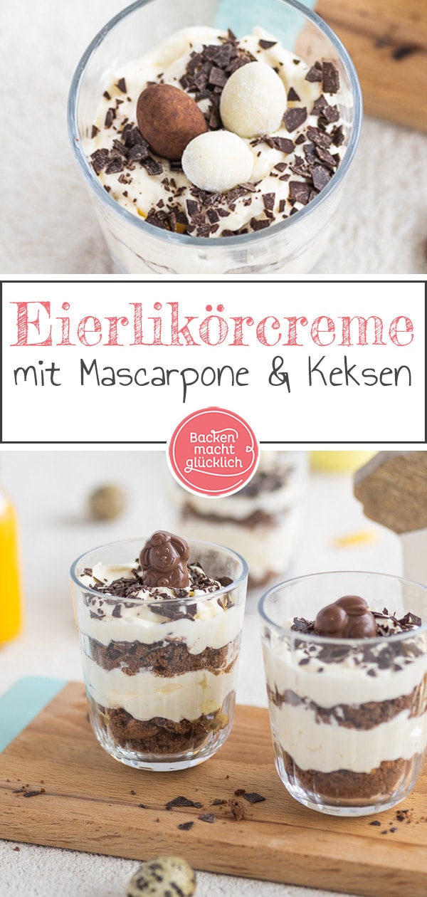 Dieses traumhaft cremige Eierlik&ouml;r-Dessert mit Mascarponecreme zergeht nur so auf der Zunge! Eine tolle Idee, falls ihr noch auf der Suche nach einem Nachtisch f&uuml;r Ostern seid.