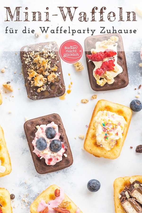 Köstliche Mini-Waffeln aus dem Ofen sind der absolute Hit! Die kleinen Waffeln ohne Hefe sind ganz schnell gebacken und lassen sich wunderbar vielfältig dekorieren.