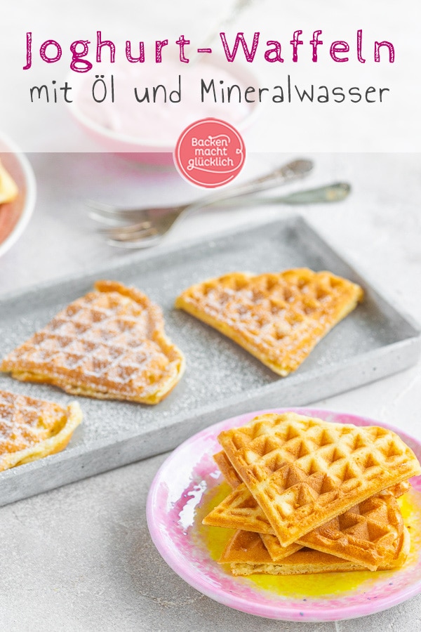 Einfaches, schnelles Rezept für leckere Waffeln mit Joghurt, Öl und Mineralwasser - schmecken der ganzen Familie!