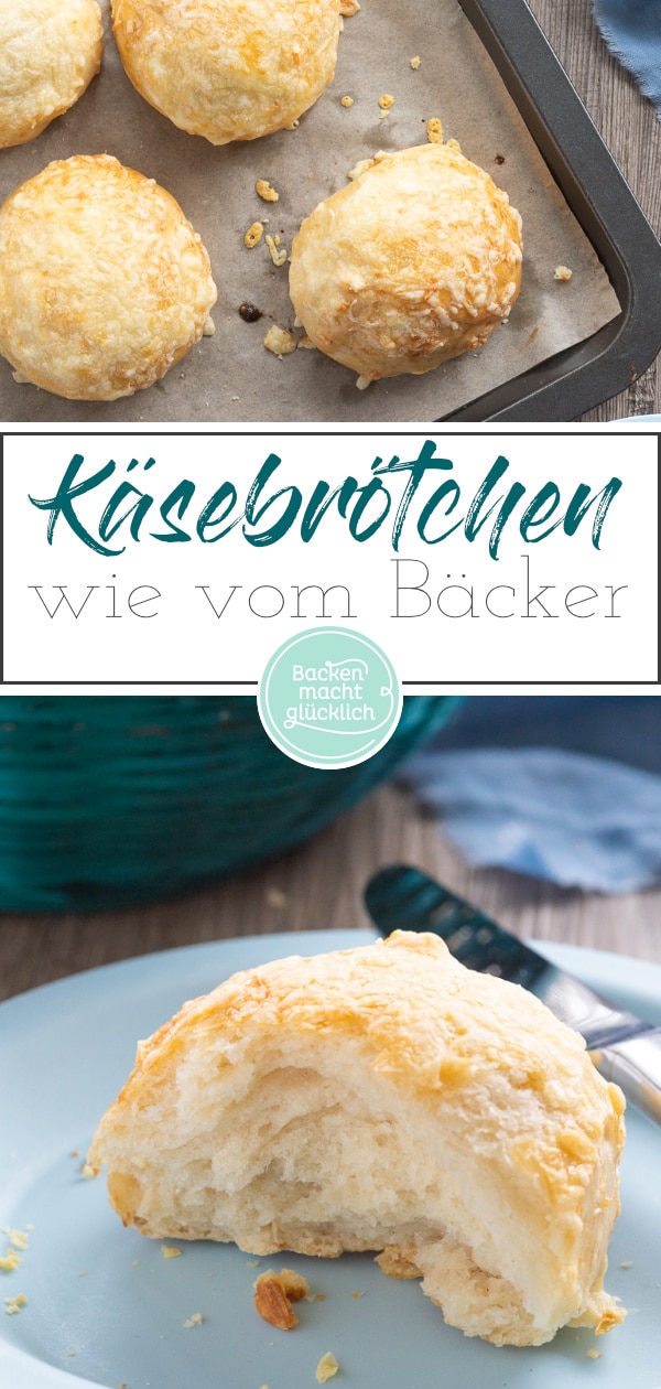 Diese mit Käse überbackenen Brötchen werden herrlich weich und fluffig. Die Käse-Brötchen sind besser als vom Bäcker!