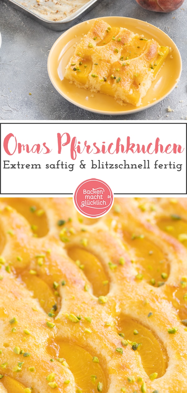 Blitzschnelles Rezept für Rührkuchen mit Pfirsichen, der garantiert gut ankommt! Der saftige Pfirsich-Blechkuchen ist ein echter Klassiker aus Omas Backstube.