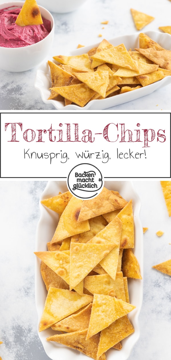 Diese Tortilla-Chips sind die Homemade-Variante des beliebten mexikanischen Knabber-Klassikers: Die Tortilla-Chips sind knusprig, würzig und lecker!