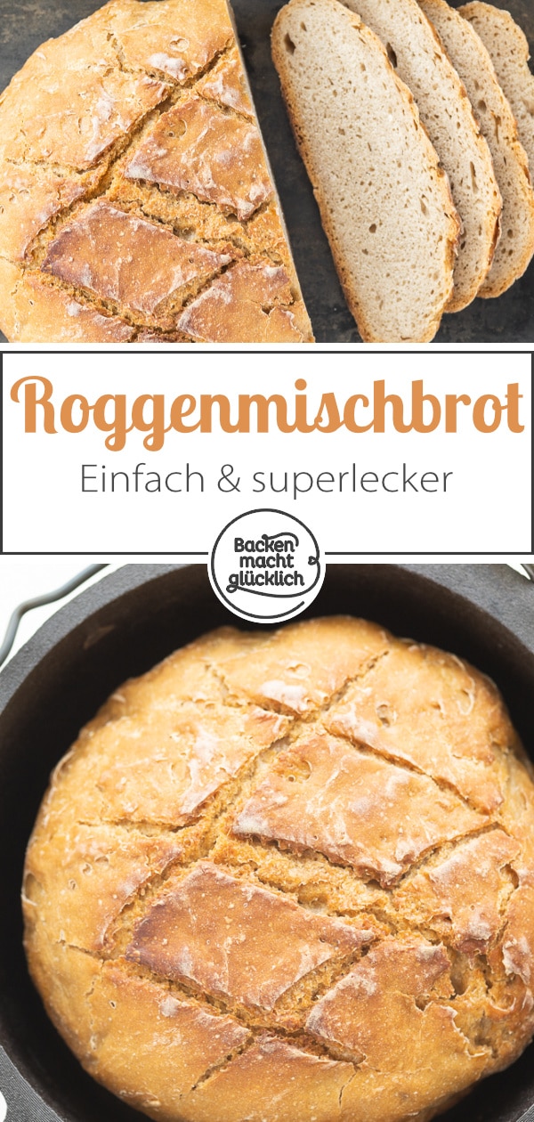 Leckeres Roggen-Sauerteigbrot ohne Hefe, das unkompliziert zubereitet ist. Das Bauernbrot ist das perfekte Brot für jeden Tag – super lecker und gut vorzubereiten.