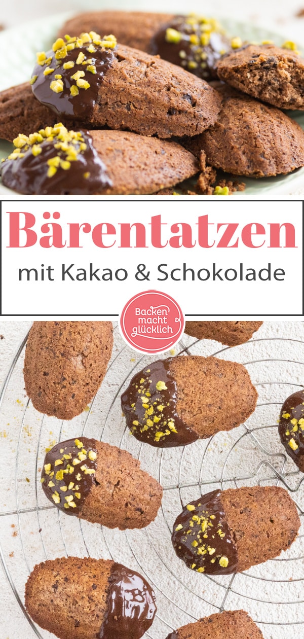 Omas schnelles Rezept für weihnachtliches Kakao-Sandgebäck. Die Form der kleinen Leckerbissen erinnert an Bärentatzen.