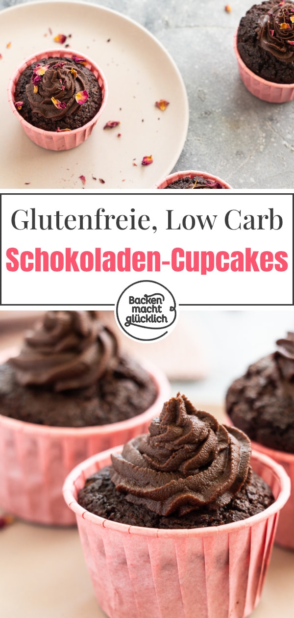 Herrlich schokoladige Cupcakes mit Creamcheese-Frosting. Diese Schokocupcakes sind nicht nur glutenfrei und kohlenhydratarm, sondern auch verdammt lecker.