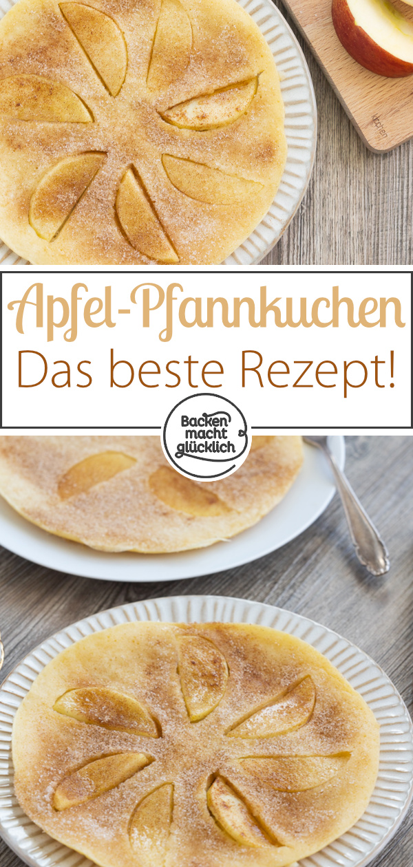 Diese Apfelpfannkuchen sind herrlich fluffig, einfach und schnell gemacht. Omas Pfannkuchen mit Äpfeln und Zimt kommen immer gut an.