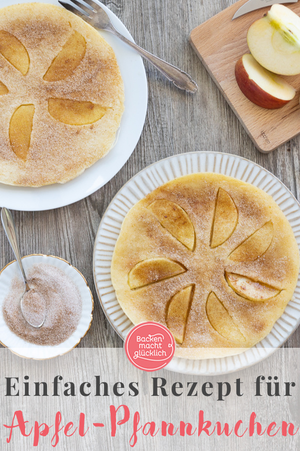 Diese Apfelpfannkuchen sind herrlich fluffig, einfach und schnell gemacht. Omas Pfannkuchen mit Äpfeln und Zimt kommen immer gut an.
