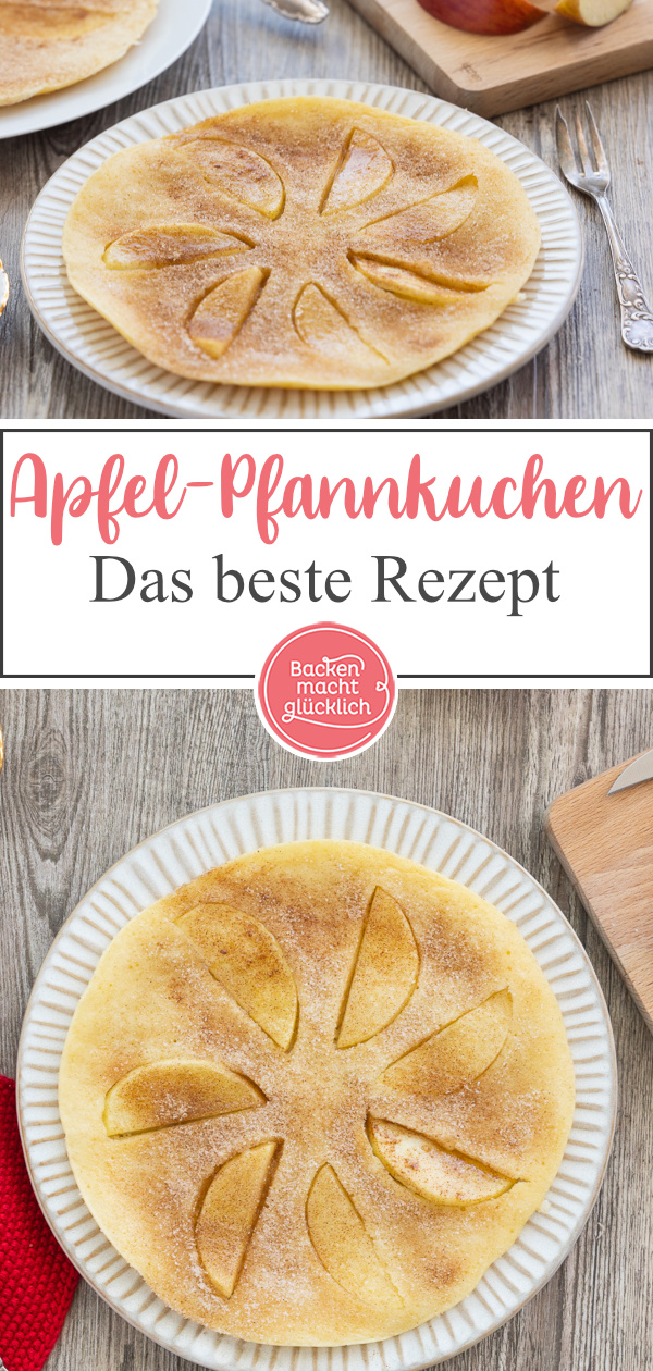Diese Apfelpfannkuchen sind herrlich fluffig, einfach und schnell gemacht. Omas Pfannkuchen mit Äpfeln und Zimt kommen immer gut an.