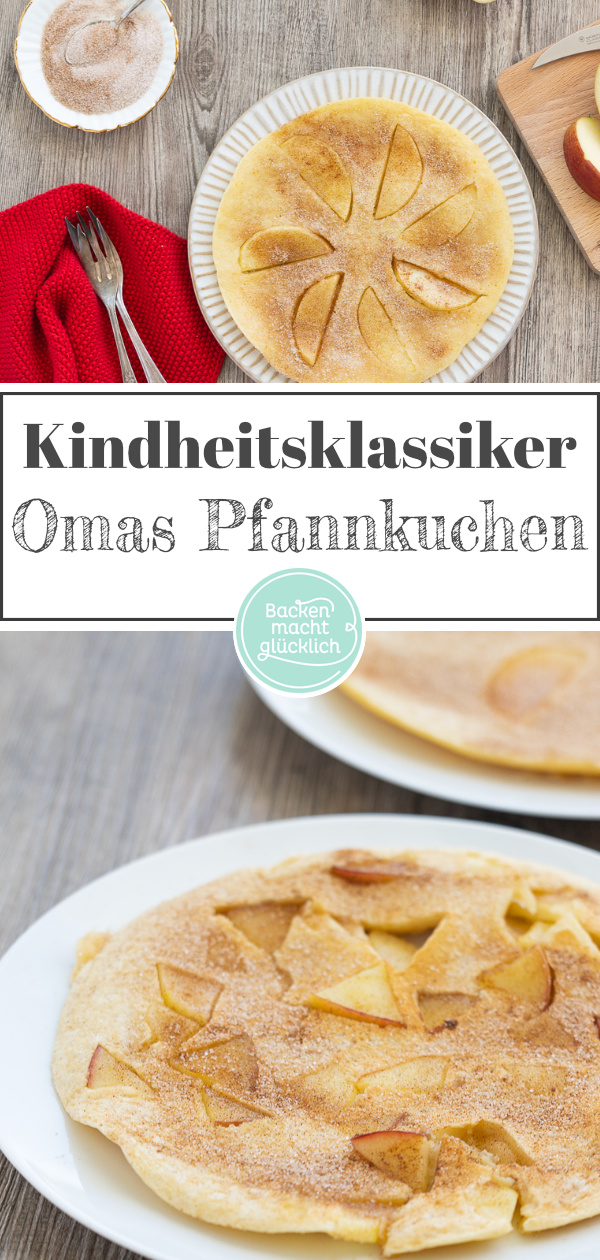 Diese Apfelpfannkuchen sind herrlich fluffig, einfach und schnell gemacht. Omas Pfannkuchen mit Äpfeln und Zimt kommen immer gut an.