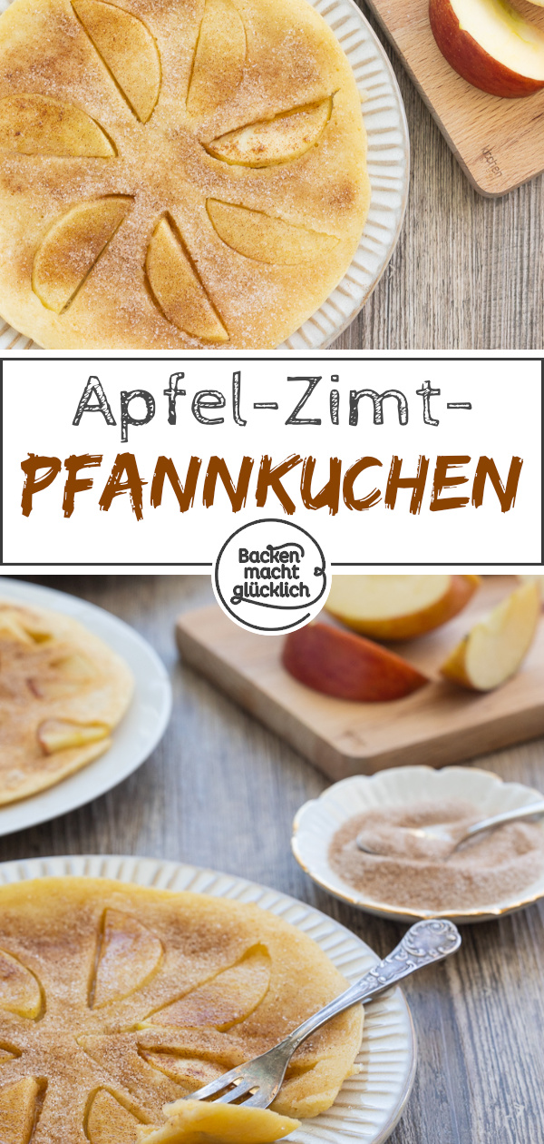 Diese Apfelpfannkuchen sind herrlich fluffig, einfach und schnell gemacht. Omas Pfannkuchen mit Äpfeln und Zimt kommen immer gut an.
