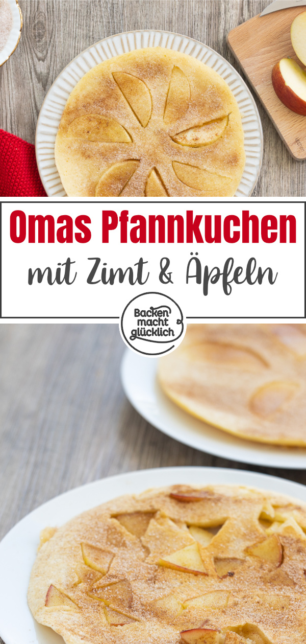 Diese Apfelpfannkuchen sind herrlich fluffig, einfach und schnell gemacht. Omas Pfannkuchen mit Äpfeln und Zimt kommen immer gut an.