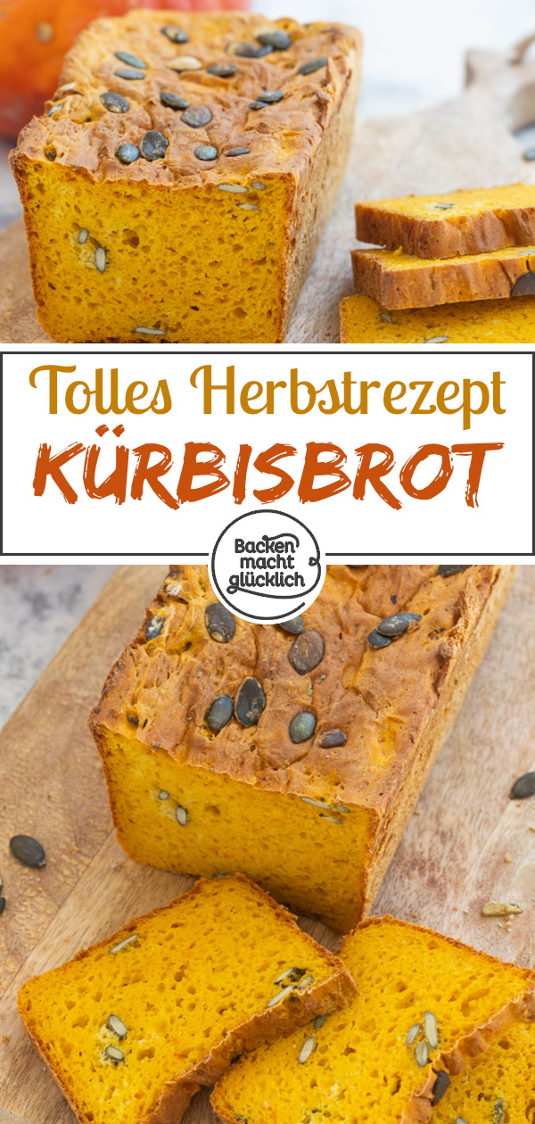 Tolles Kürbisbrot mit Hefeteig. Das Kürbis-Dinkelbrot ist super fluffig, saftig, leuchtend-orange und herbstlich.