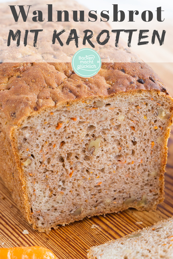 Aromatisch, saftig und kernig: Dieses Walnuss-Karotten-Brot ist klasse! Auch Anf&auml;nger k&ouml;nnen das Nussbrot mit M&ouml;hren einfach backen.