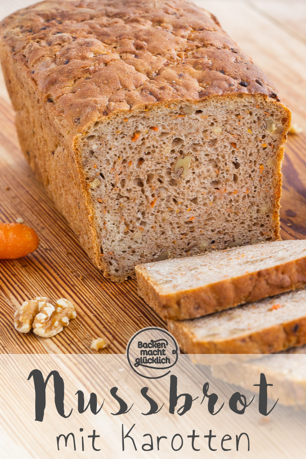 Aromatisch, saftig und kernig: Dieses Walnuss-Karotten-Brot ist klasse! Auch Anf&auml;nger k&ouml;nnen das Nussbrot mit M&ouml;hren einfach backen.