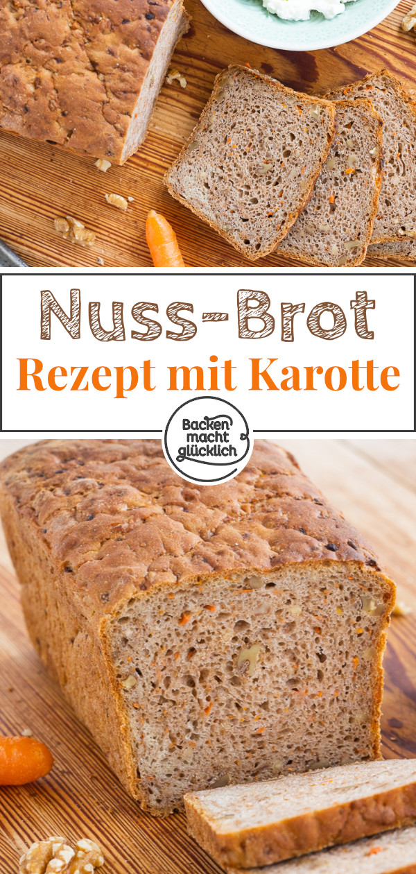 Aromatisch, saftig und kernig: Dieses Walnuss-Karotten-Brot ist klasse! Auch Anf&auml;nger k&ouml;nnen das Nussbrot mit M&ouml;hren einfach backen.