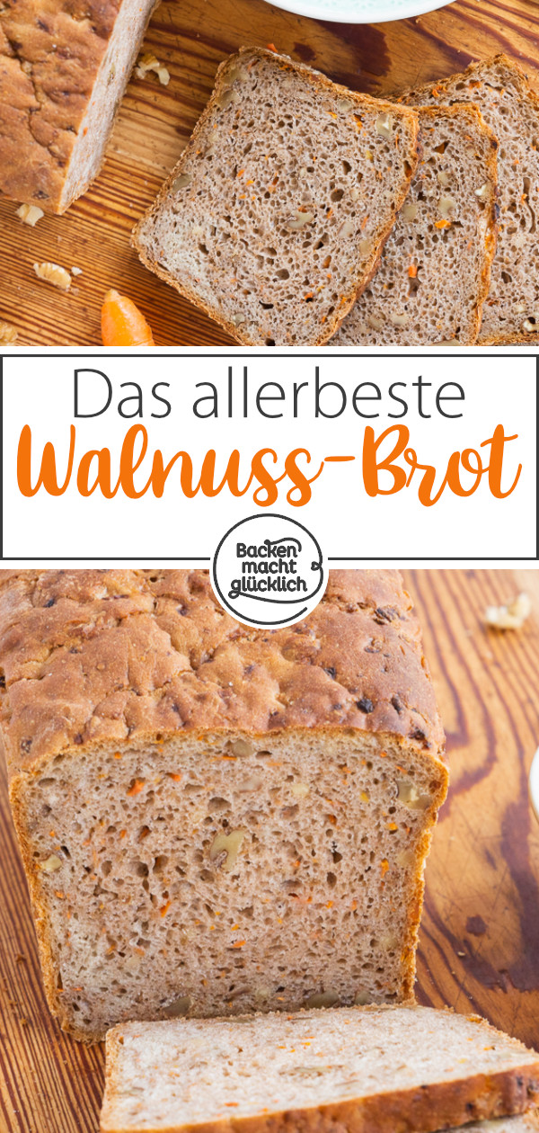Aromatisch, saftig und kernig: Dieses Walnuss-Karotten-Brot ist klasse! Auch Anf&auml;nger k&ouml;nnen das Nussbrot mit M&ouml;hren einfach backen.