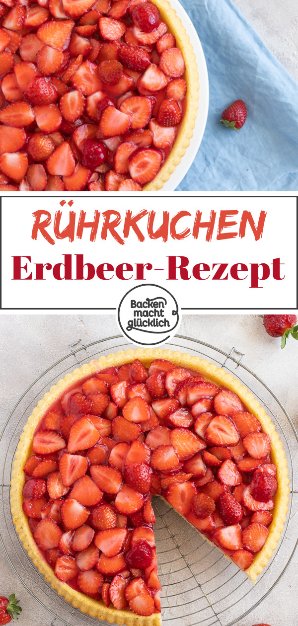 Einfacher Erdbeerkuchen aus Rührteig: Omas Klassiker kommt immer gut an! Schnell gemacht und super saftig ♥ Gleich testen!