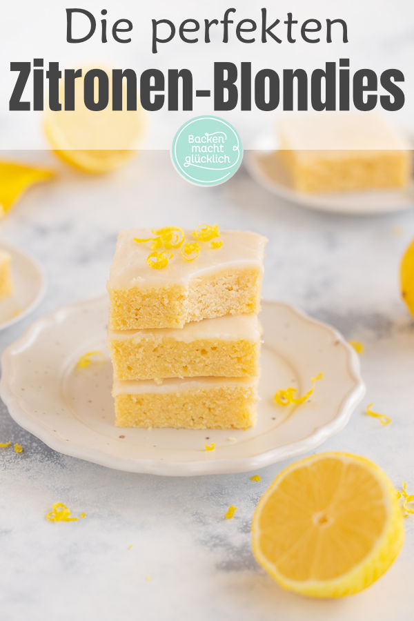 Diese Lemon Blondies sind einfach genial, blitzschnell gemacht, herrlich fudgy & saftig. Backt die Zitronen-Brownies gleich nach!