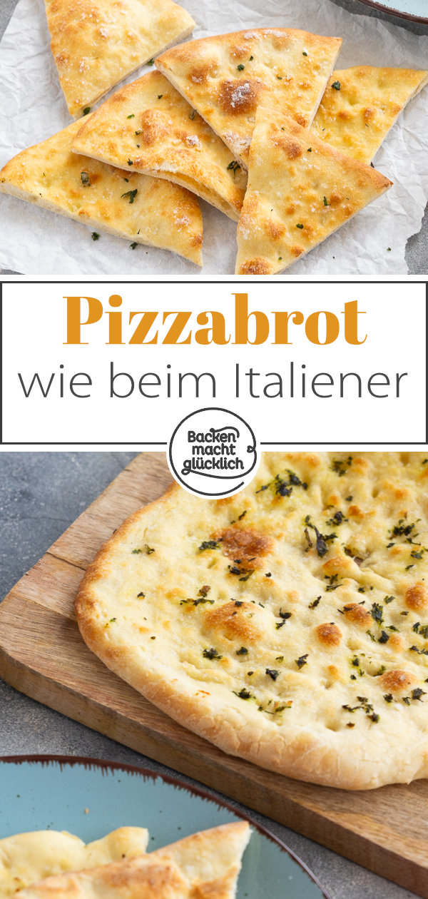 Rezept für perfektes Pizzabrot wie beim Italiener: einfach, schnell, fluffig, kross → Am besten gleich Nachbacken!