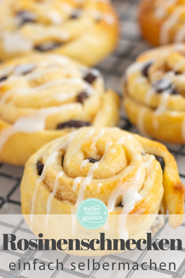 Saftige und fluffige Schnecken mit Rosinenfüllung, die durch Quark-Öl-Teig ganz ohne Gehzeit direkt gebacken werden können