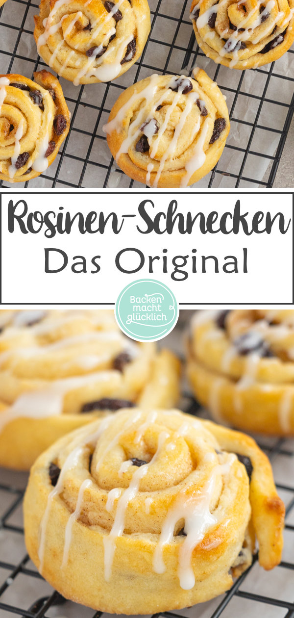 Saftige und fluffige Schnecken mit Rosinenfüllung, die durch Quark-Öl-Teig ganz ohne Gehzeit direkt gebacken werden können