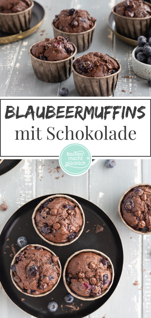 Super saftige Schoko-Blaubeer-Muffins: einfach und schnell gemacht, kommt immer gut an! Am besten gleich testen.