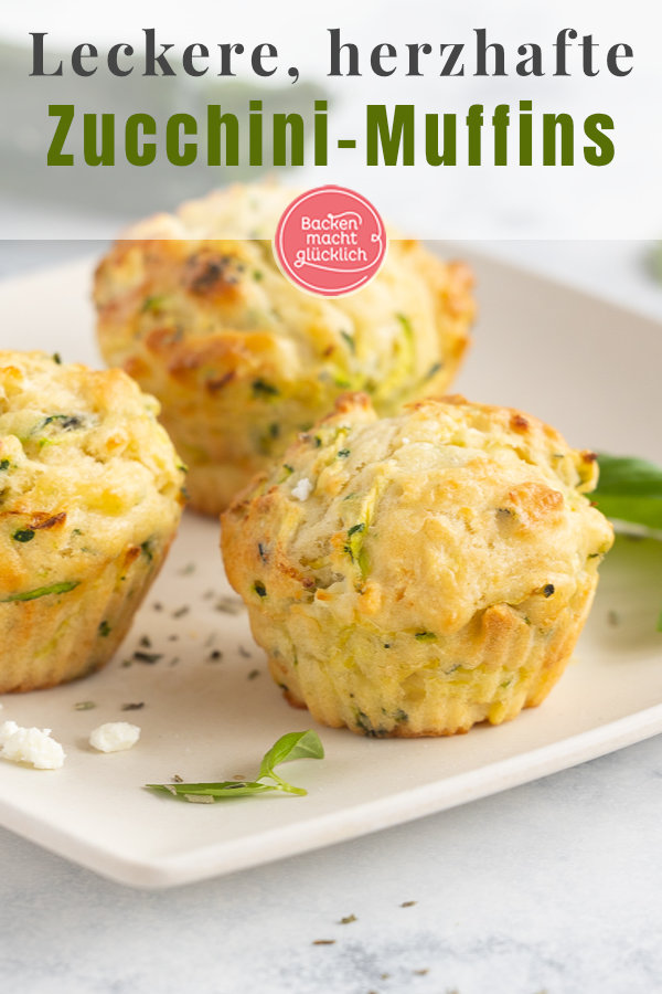 Herzhafte Zucchini-Muffins mit Feta und Kräutern: der perfekte pikante Snack, für Partys oder fürs Büro. Schmeckt auch Kindern!