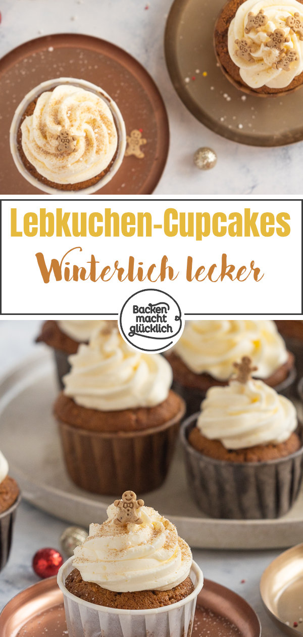 Himmlische Lebkuchen-Cupcakes mit Frosting: super saftig, einfach zu backen, aromatisch & ein echter Hingucker ♥ Gleich testen!