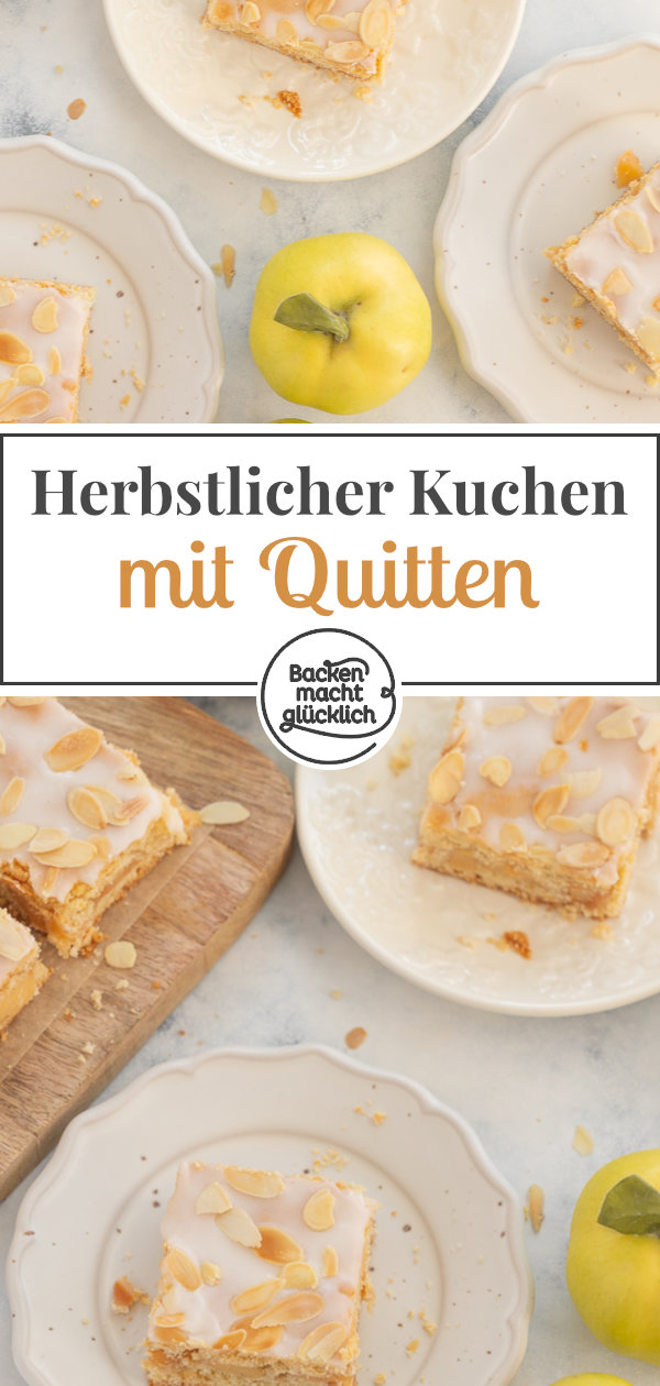 Omas gedeckter Quittenkuchen mit Mürbeteig. Super fein & lecker. Ein toller Blechkuchen mit Quitten für den Herbst!