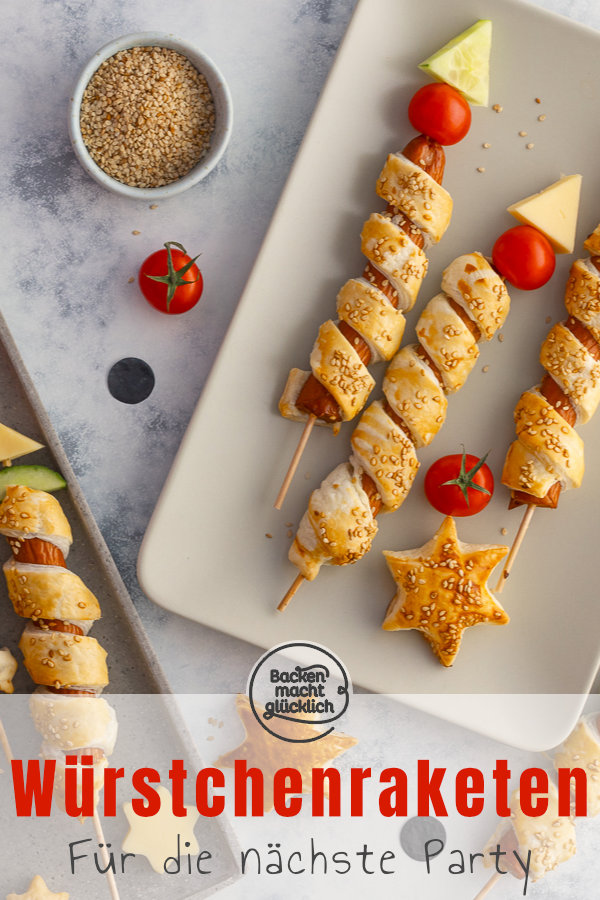 Diese Würstchen-Raketen sind einfach zu machen & echte Hingucker. Toll als Snack-Raketen für Silvester, Kindergeburtstage und Partys!