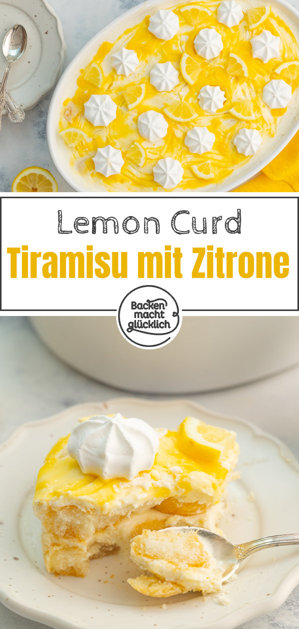Himmlisches Zitronen-Tiramisu mit Lemon Curd: einfach zu machen, ohne Ei und Alkohol, für die ganze Familie.