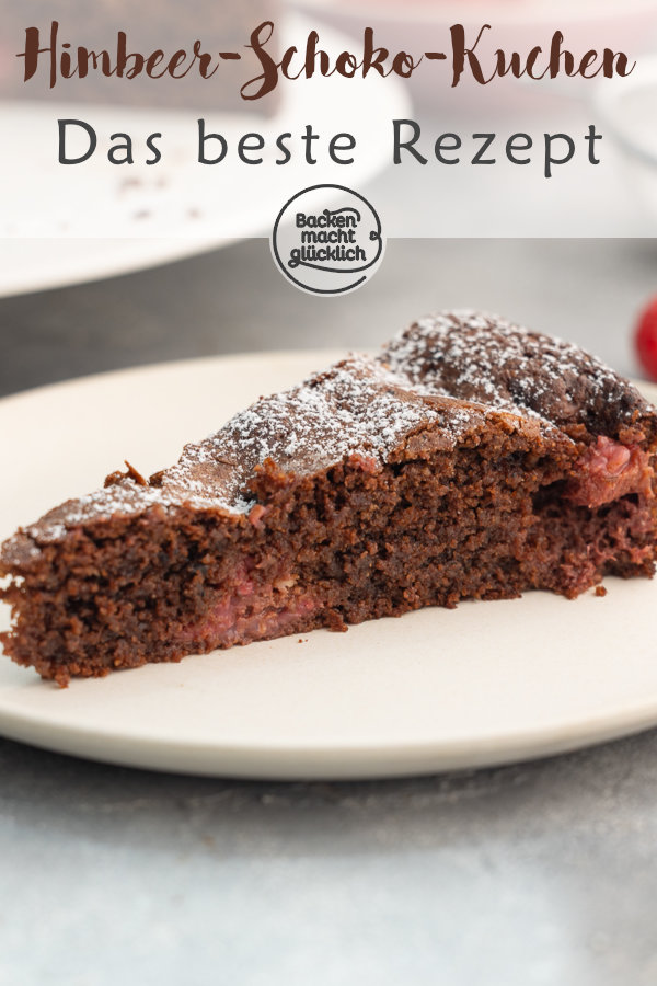 Saftiger Schokokuchen mit Himbeeren und R&uuml;hrteig: schnell und einfach. Diesen Himbeer-Schoko-Kuchen m&uuml;sst ihr testen.