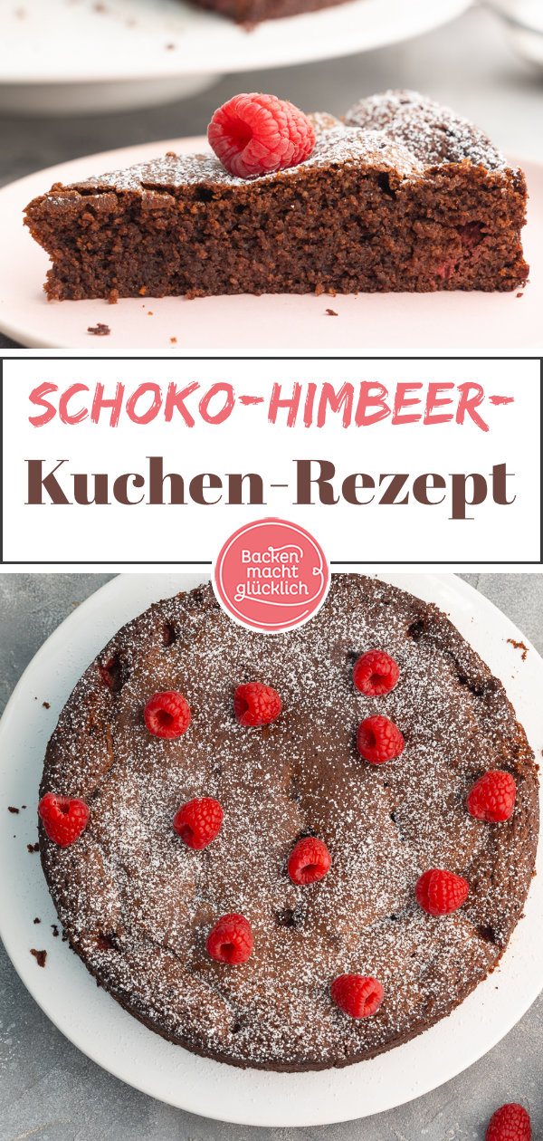Saftiger Schokokuchen mit Himbeeren und R&uuml;hrteig: schnell und einfach. Diesen Himbeer-Schoko-Kuchen m&uuml;sst ihr testen.