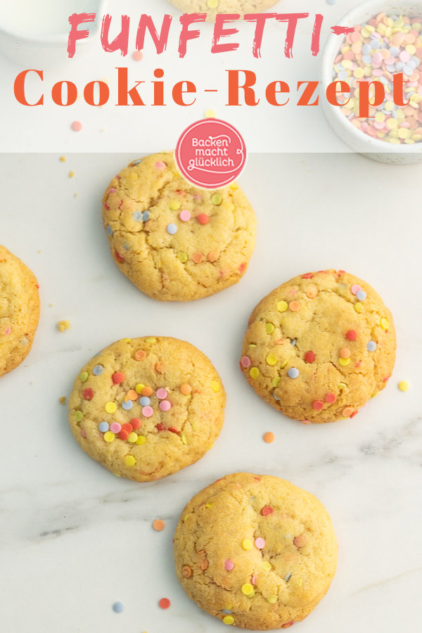 Konfetti-Cookies machen gute Laune! Diese Cookies mit bunten Streusel sind super einfach, schnell, lecker. Perfekt für Partys!