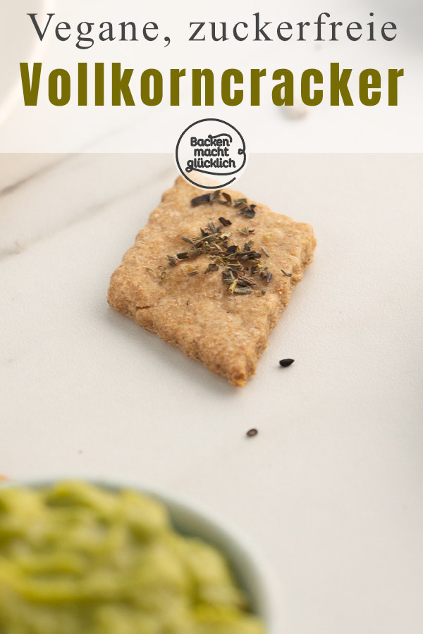 Schnelle gesunde Vollkorn-Cracker aus 3 Zutaten: einfach, knusprig, vegan, vollwertig, zuckerfrei.