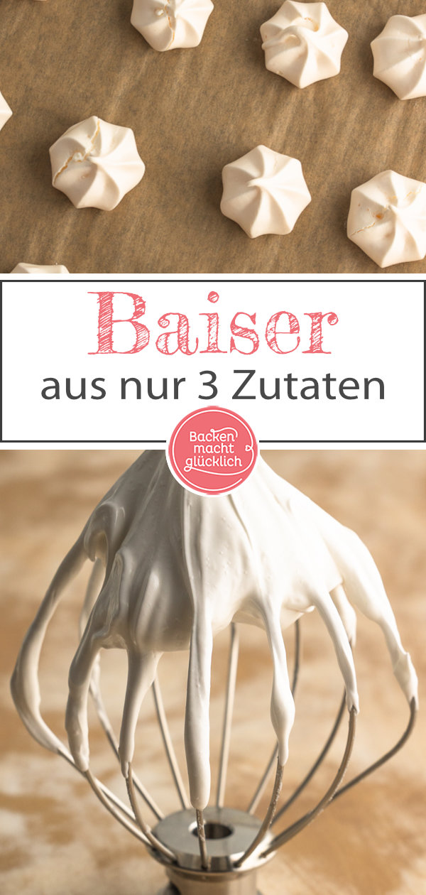 Hübsche Kekse aus einer einfachen Baiser-Masse mit nur 3 Zutaten. Perfekt zum Knabbern und Dekorieren!
