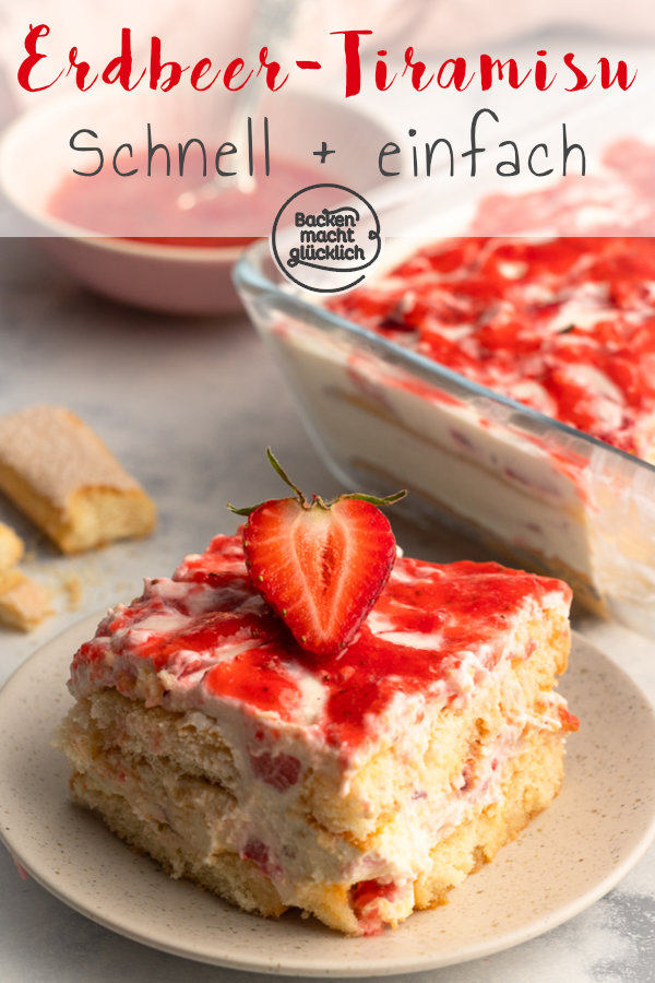 Unser einfaches Tiramisu mit Erdbeeren ist das perfekte Sommerdessert f&uuml;r die ganze Familie: ohne Ei, schnell & einfach vorbereitet.