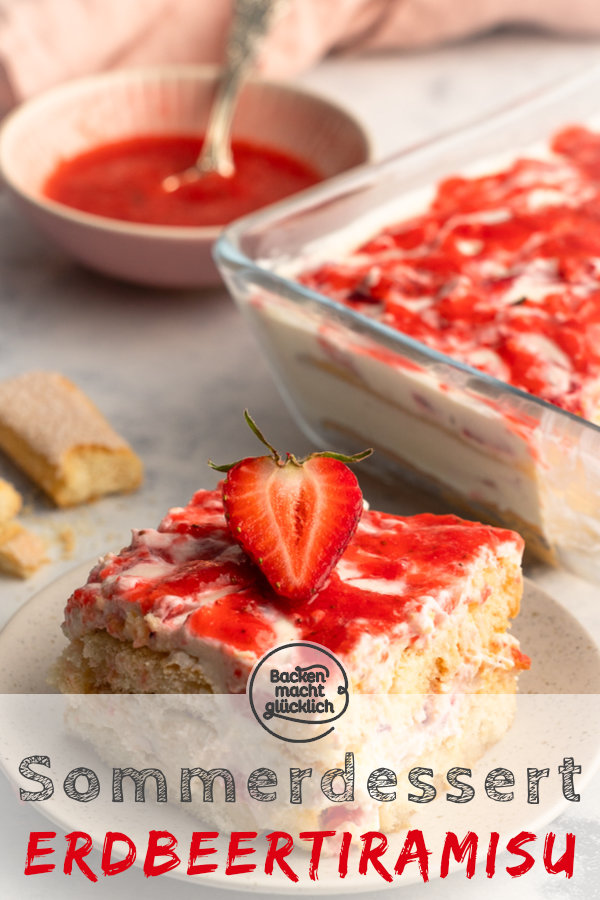 Unser einfaches Tiramisu mit Erdbeeren ist das perfekte Sommerdessert f&uuml;r die ganze Familie: ohne Ei, schnell & einfach vorbereitet.