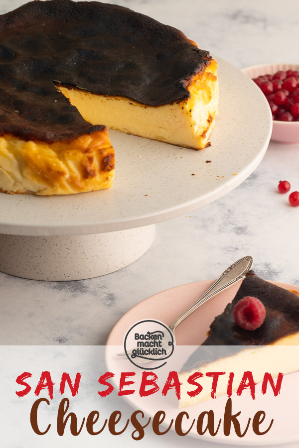 Baskischer Käsekuchen begeistert durch seine geniale Konsistenz. Einfache Variante nach dem San Sebastian Cheesecake Originalrezept